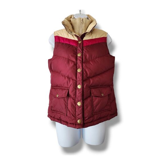 Vintage Old Navy Burgundy Down Puffer Vest Women's Size Small - Picture 1 of 8